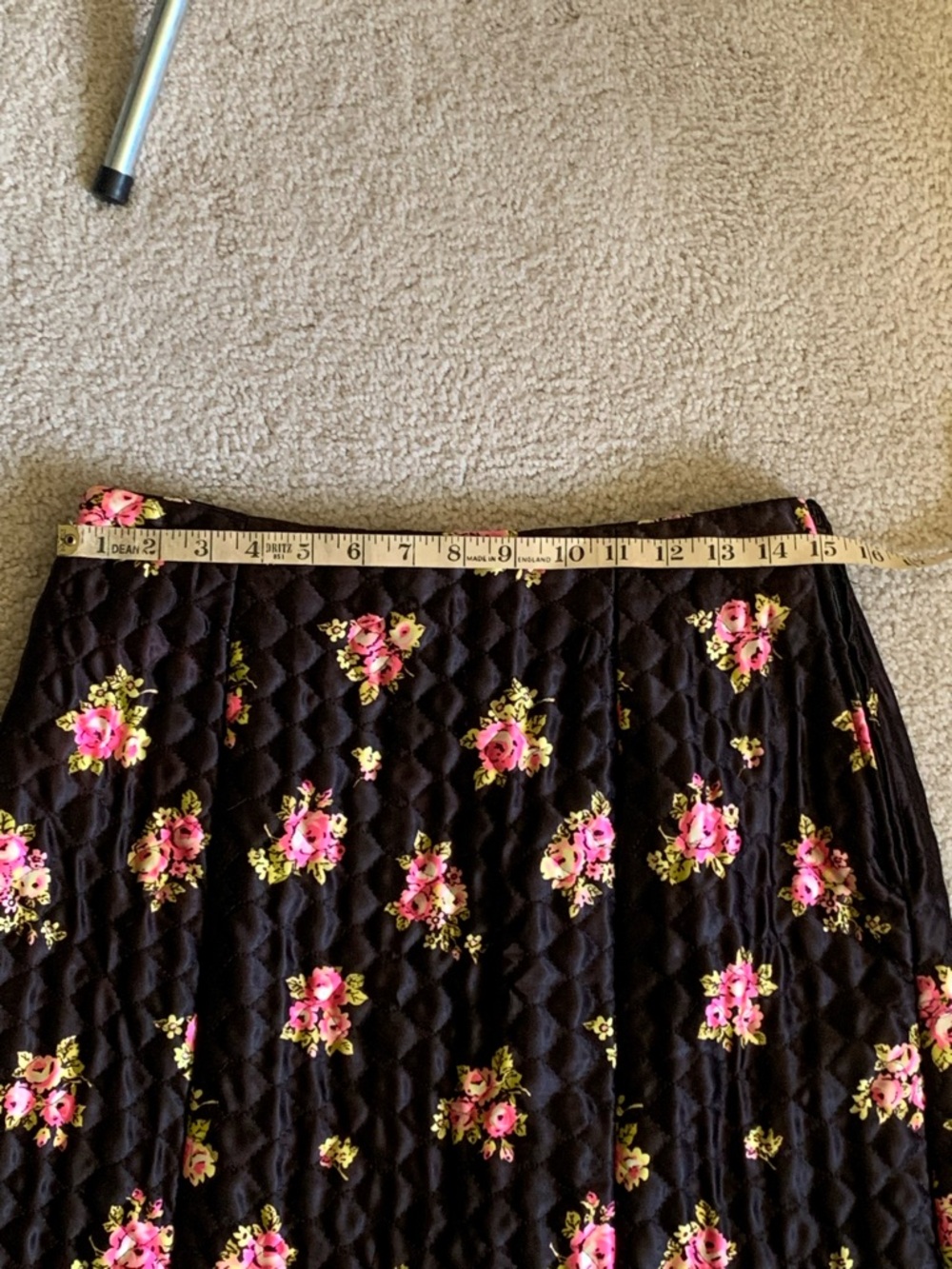 Black Quilted Maxi Skirt with Pink Floral Border - Picture 7 of 11